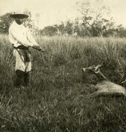 Man with deer specimen