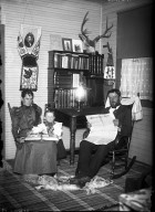 Bratley family in their library at Rosebud
