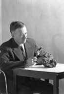 H.H. Nininger studying specimen