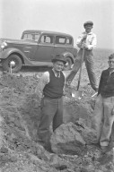 Mr. Hubbard, Bob Nininger and Bill with specimen in situ
