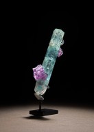 Aquamarine; crystals with fluorite