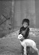 Navajo children with lamb