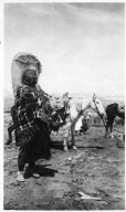 Portrait of a Ute woman with a cradleboard