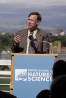 Mayor John Hickenlooper on rooftop of the Denver Museum of Nature and Science