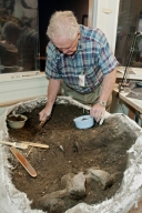 Digging Dirt from Mastodon Skull  from Snomastadon Excavation, In Paleo Lab