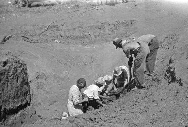 Crew excavating