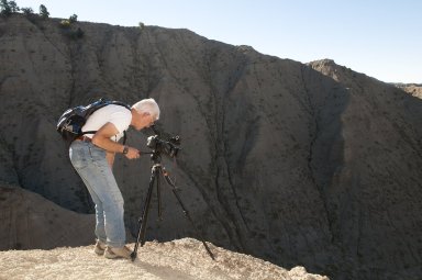 Dave Baysinger films a scene on the Kaiparowits Plateau.