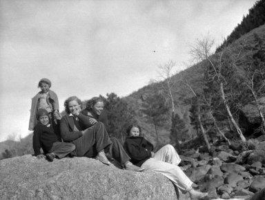 Unidentified young people in mountain setting