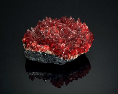 Rhodochrosite, a splendid large group of scalenohedral crystals