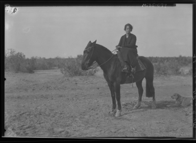 Senora Lecam on horseback