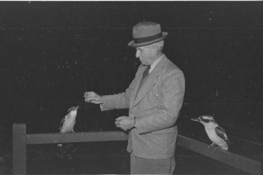 Colonel Hal Scott with kookaburras