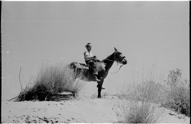 Adolescent Navajo male with a horse