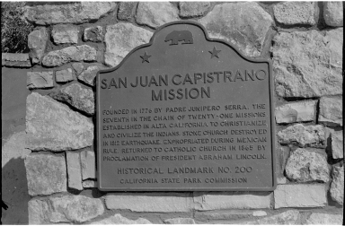 San Juan Capistrano Mission Plaque