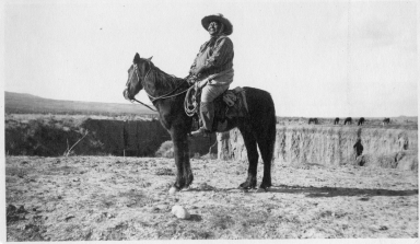 Portrait of a Ute Mountain Ute on horseback