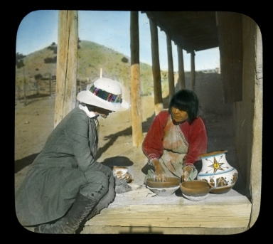 Pueblo pottery vendor