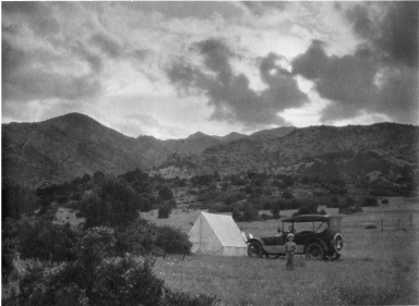 Young Alice Dodge at campsite in meadow