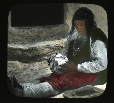 Zuni woman with pot