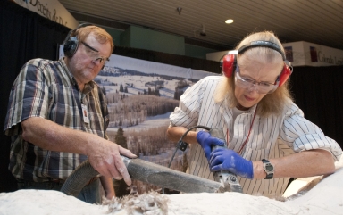 Working on Mammoth  from Snomastadon Excavation in Pop-up Exhibit