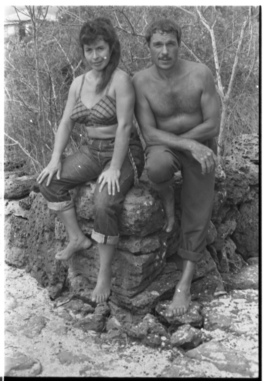 Man and woman in Galapagos Islands.